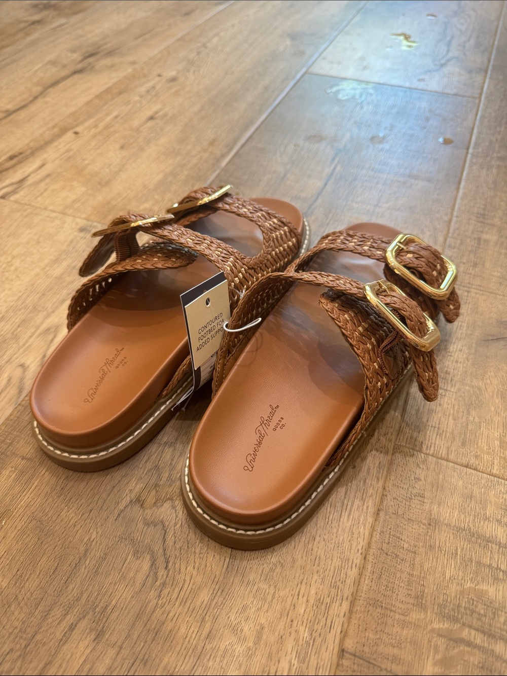 Universal Thread Brown Woven Double-Buckle Slide Sandals - Picture 4 of 7